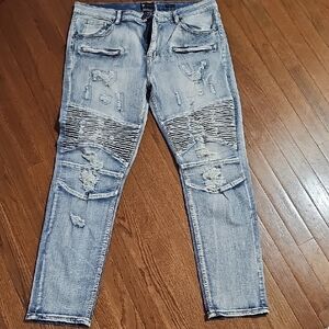 Waimea Blue Skinny Jeans with Distressed Details